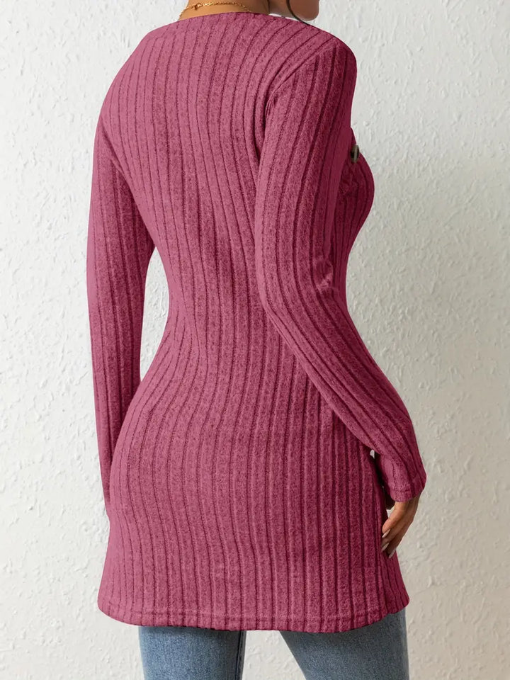 Ovelisse | Haut Côtelé Asymétrique Boutonné pour Femme