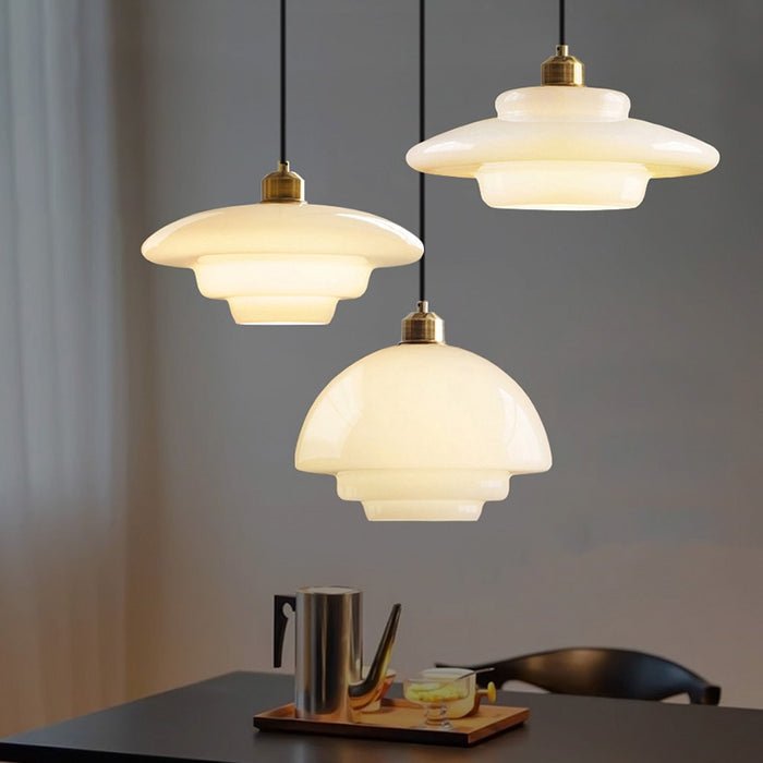 Yandir | Lampe Suspendue à Abat-jour Blanc Lait Pour Intérieurs Rétro et Modernes