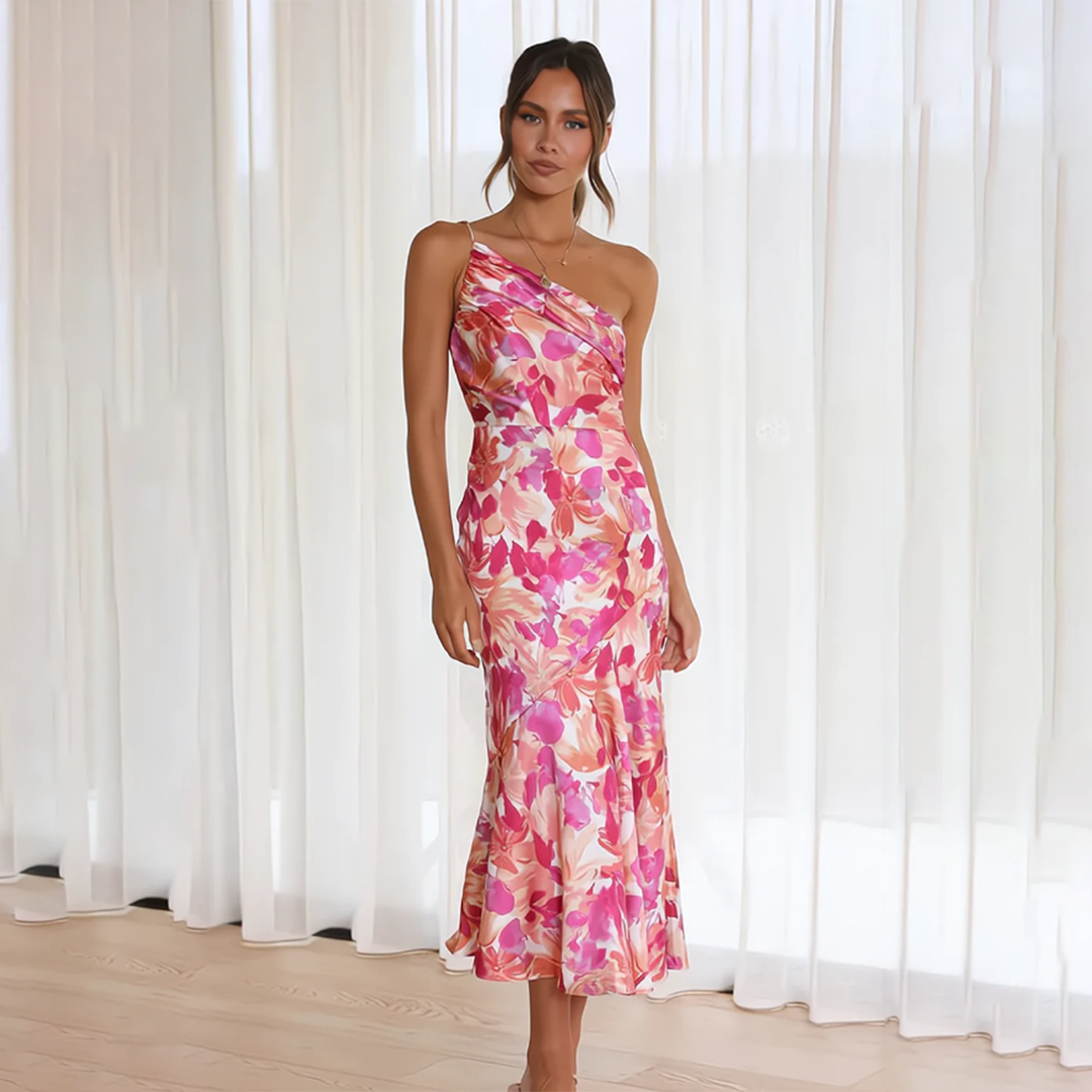 Isara | Femmes Plissé Hors-Epaule Florale Robe