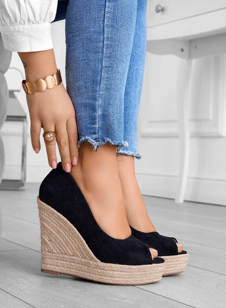 Azura | Sandales Compensées Espadrilles en Daim Pour Femmes