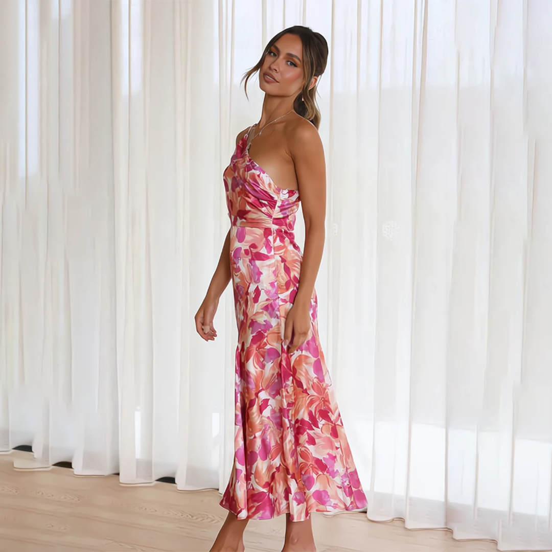 Isara | Femmes Plissé Hors-Epaule Florale Robe