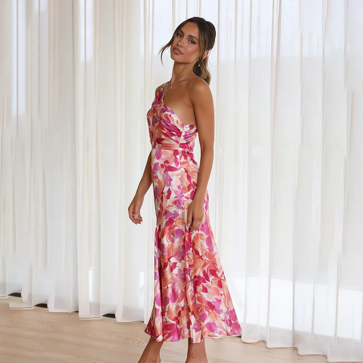 Isara | Femmes Plissé Hors-Epaule Florale Robe