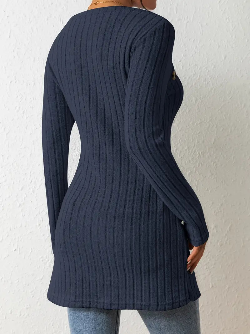 Ovelisse | Haut Côtelé Asymétrique Boutonné pour Femme