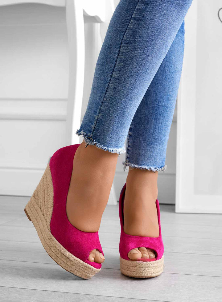 Azura | Sandales Compensées Espadrilles en Daim Pour Femmes