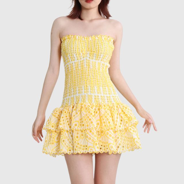 Liana | Mini-Robe avec Détails Rassemblé