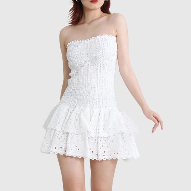 Liana | Mini-Robe avec Détails Rassemblé