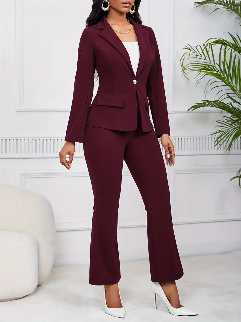 Ovidia | Ensemble 2 Pièces pour Femmes avec Blazer et Pantalon Bootcut Costume