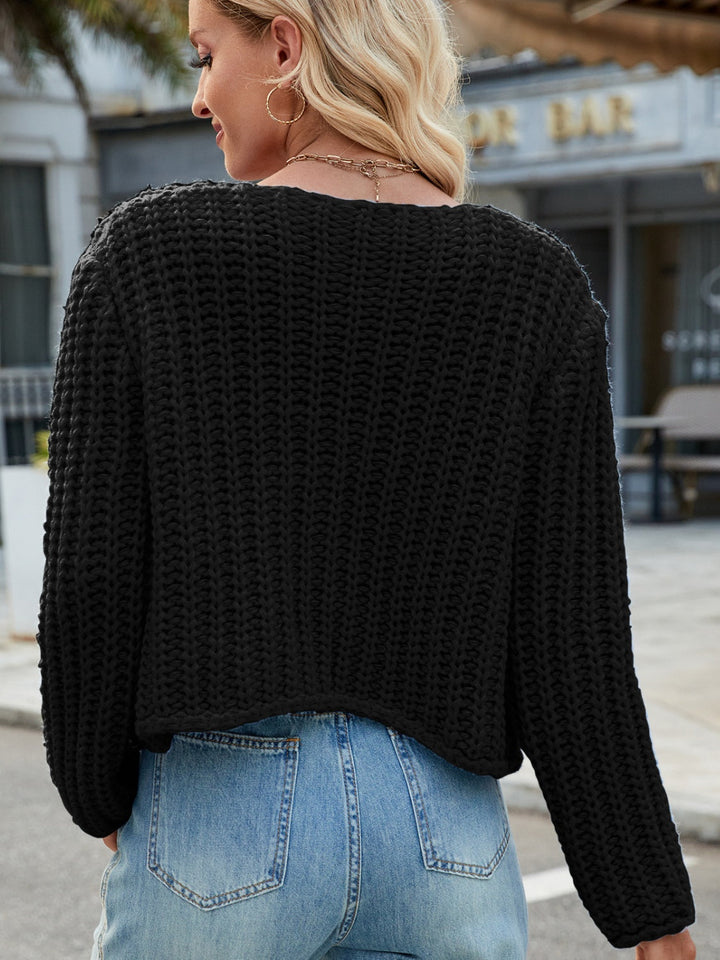 Amara | Cardigan à Col Rond avec Boutons Dorés