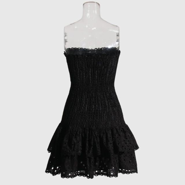 Liana | Mini-Robe avec Détails Rassemblé