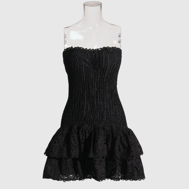 Liana | Mini-Robe avec Détails Rassemblé