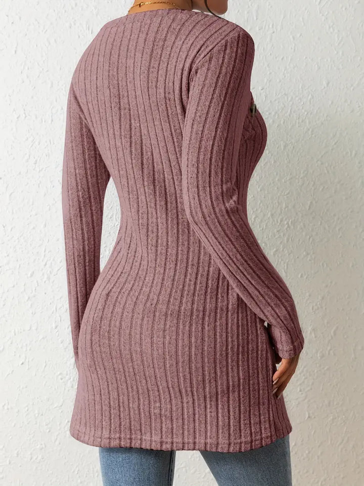 Ovelisse | Haut Côtelé Asymétrique Boutonné pour Femme