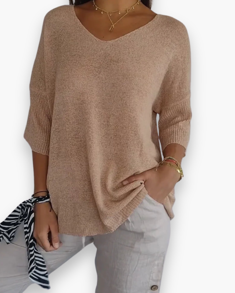 Kyrella | Décontractée Chemise D'été Tricot en Tricot à Col en V