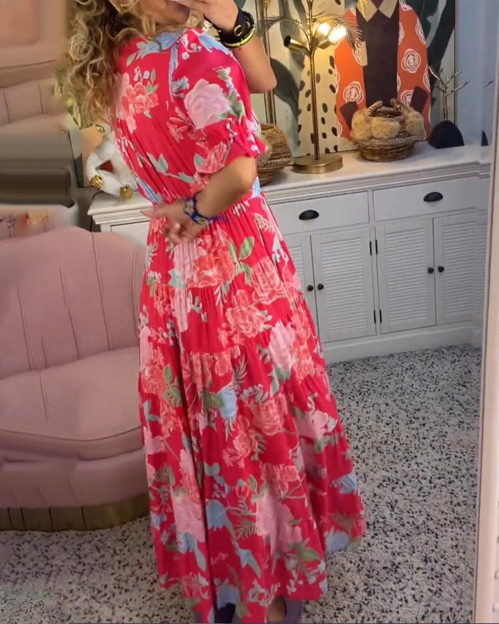 Isabeau | Femmes Florales Imprimer Robe Avec V-Col