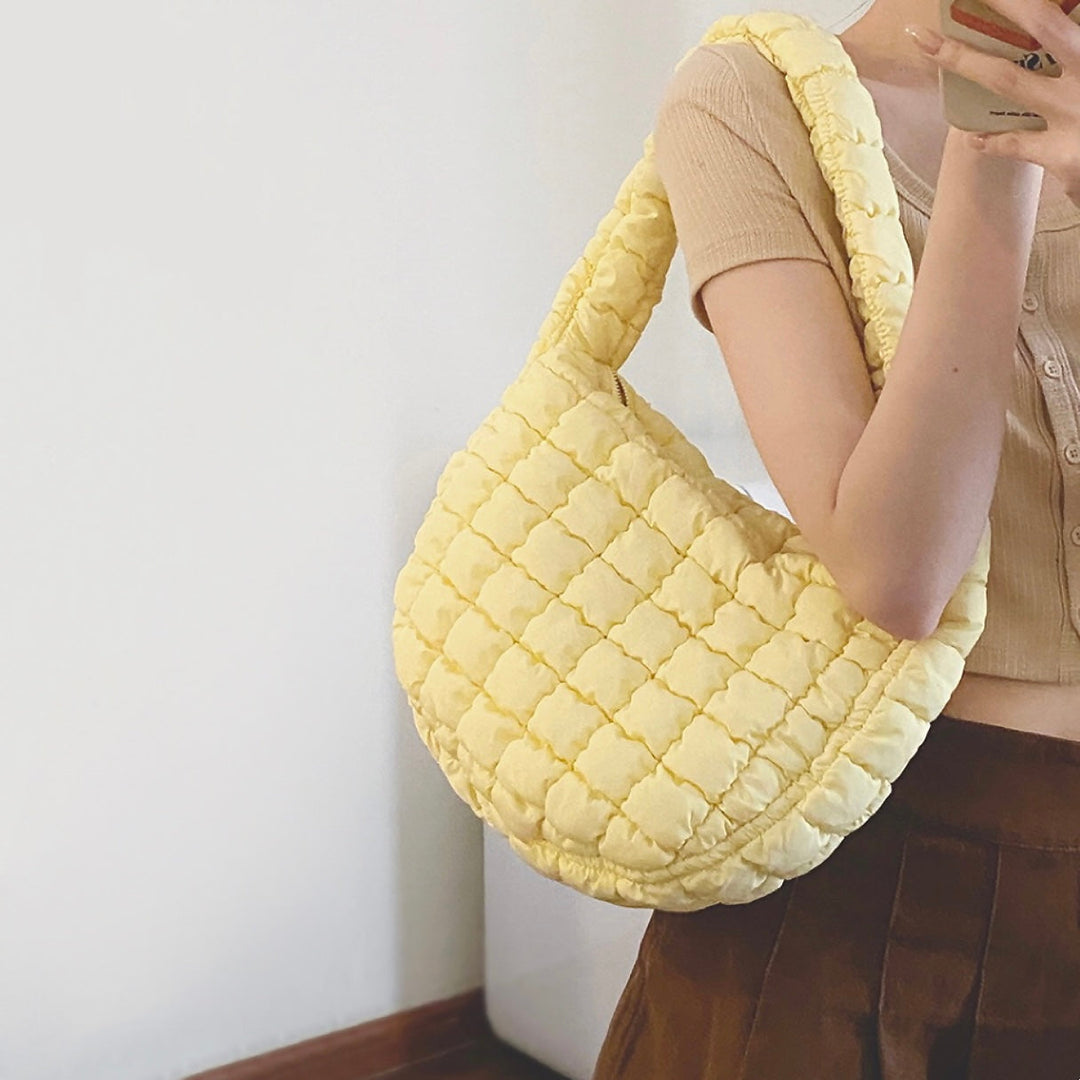 Kiora | Sac à Bandoulière Puffer de Couleur Unie Pour Femmes