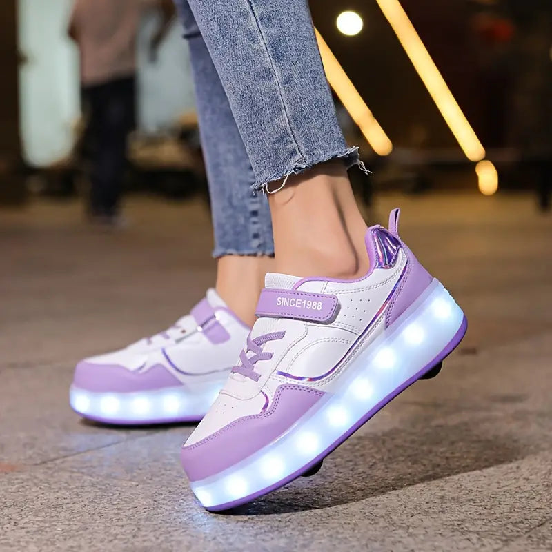 Roue Patin Chaussures à Roulettes | Baskets Populaires à Roulettes et Lumières LED Pour Enfants