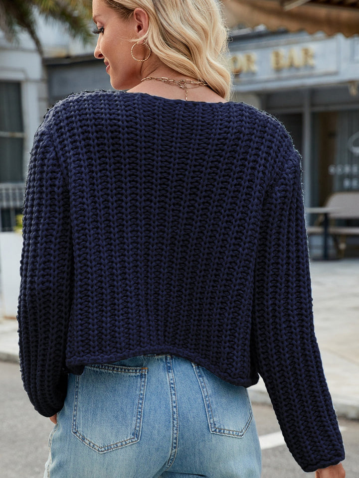 Amara | Cardigan à Col Rond avec Boutons Dorés