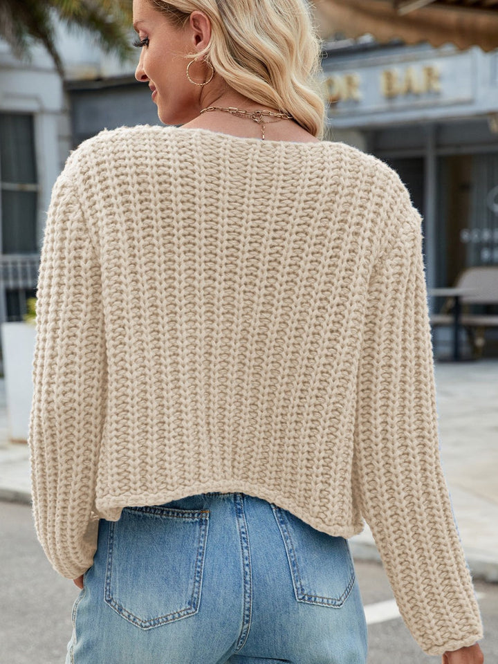 Amara | Cardigan à Col Rond avec Boutons Dorés