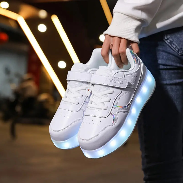 Roue Patin Chaussures à Roulettes | Baskets Populaires à Roulettes et Lumières LED Pour Enfants