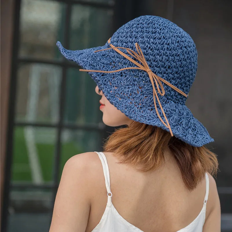 Selina | Chapeau de Plage en Paille Pliable à Larges Bords Pour Femmes