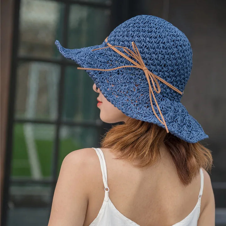 Selina | Chapeau de Plage en Paille Pliable à Larges Bords Pour Femmes