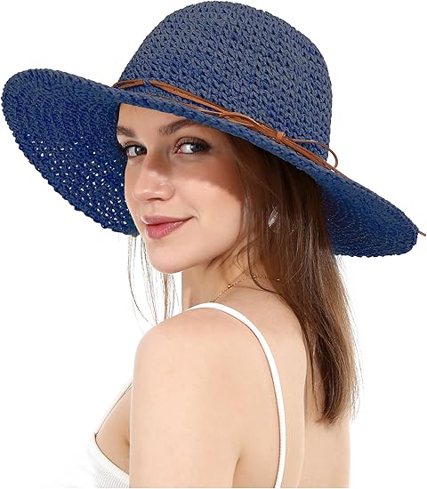 Selina | Chapeau de Plage en Paille Pliable à Larges Bords Pour Femmes