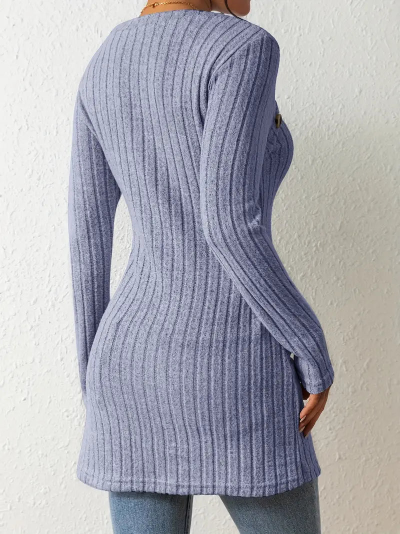 Ovelisse | Haut Côtelé Asymétrique Boutonné pour Femme