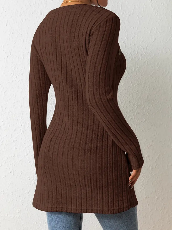 Ovelisse | Haut Côtelé Asymétrique Boutonné pour Femme
