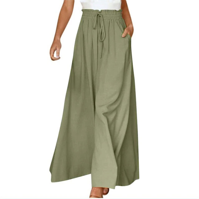 Lyra | Femmes Larges-Jambe Lin Pantalon