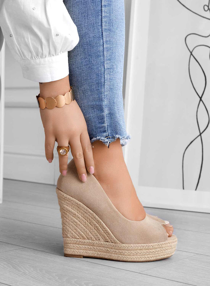 Azura | Sandales Compensées Espadrilles en Daim Pour Femmes