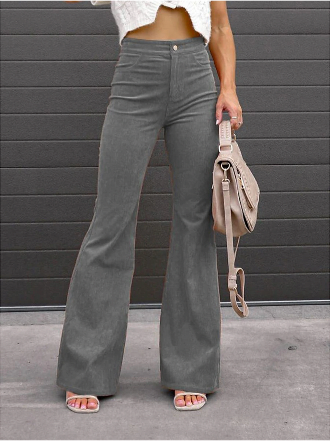 Piper | Pantalon Évasé en Velours Côtelé Millésimé à Taille Haute Pour Femmes