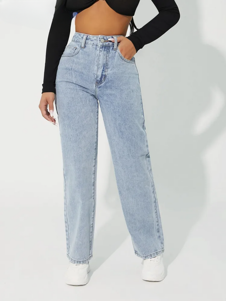 Katalena | Taille-Haute Droit Jambe Jeans Pour Femmes