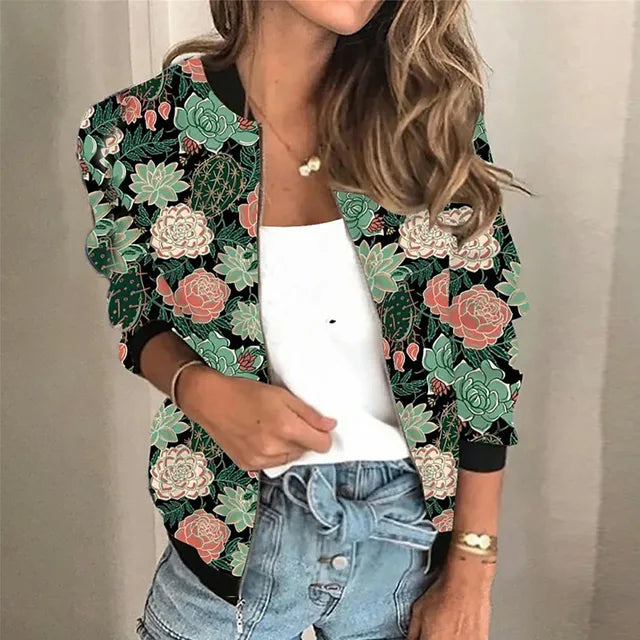 Marina | Veste Zippée éclair Imprimée pour Femmes