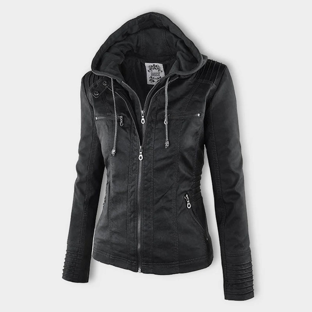 Emery | Femme Veste en Cuir Doublement Doublée avec Capuche