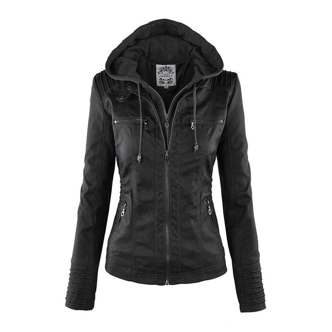 Emery | Femme Veste en Cuir Doublement Doublée avec Capuche