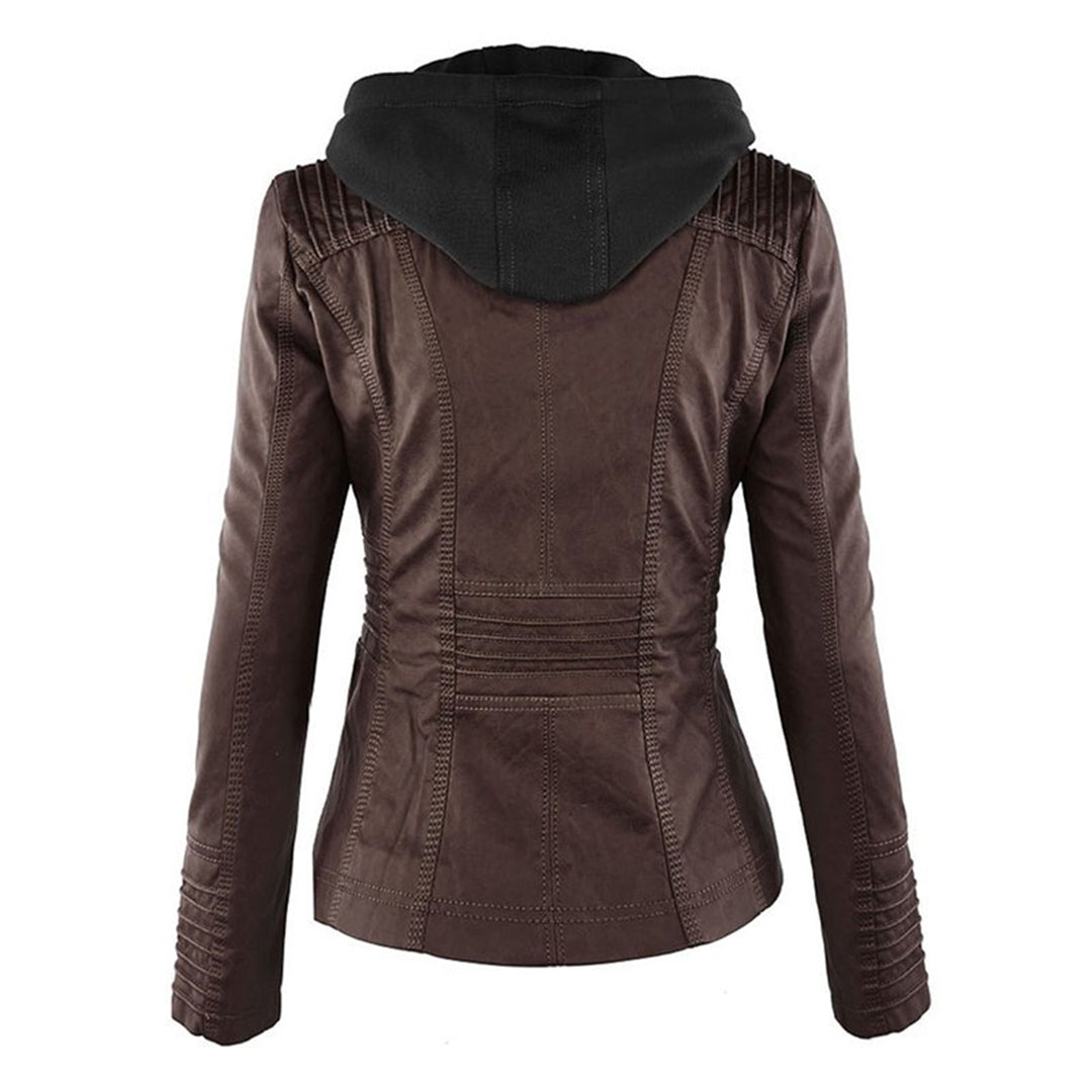 Emery | Femme Veste en Cuir Doublement Doublée avec Capuche