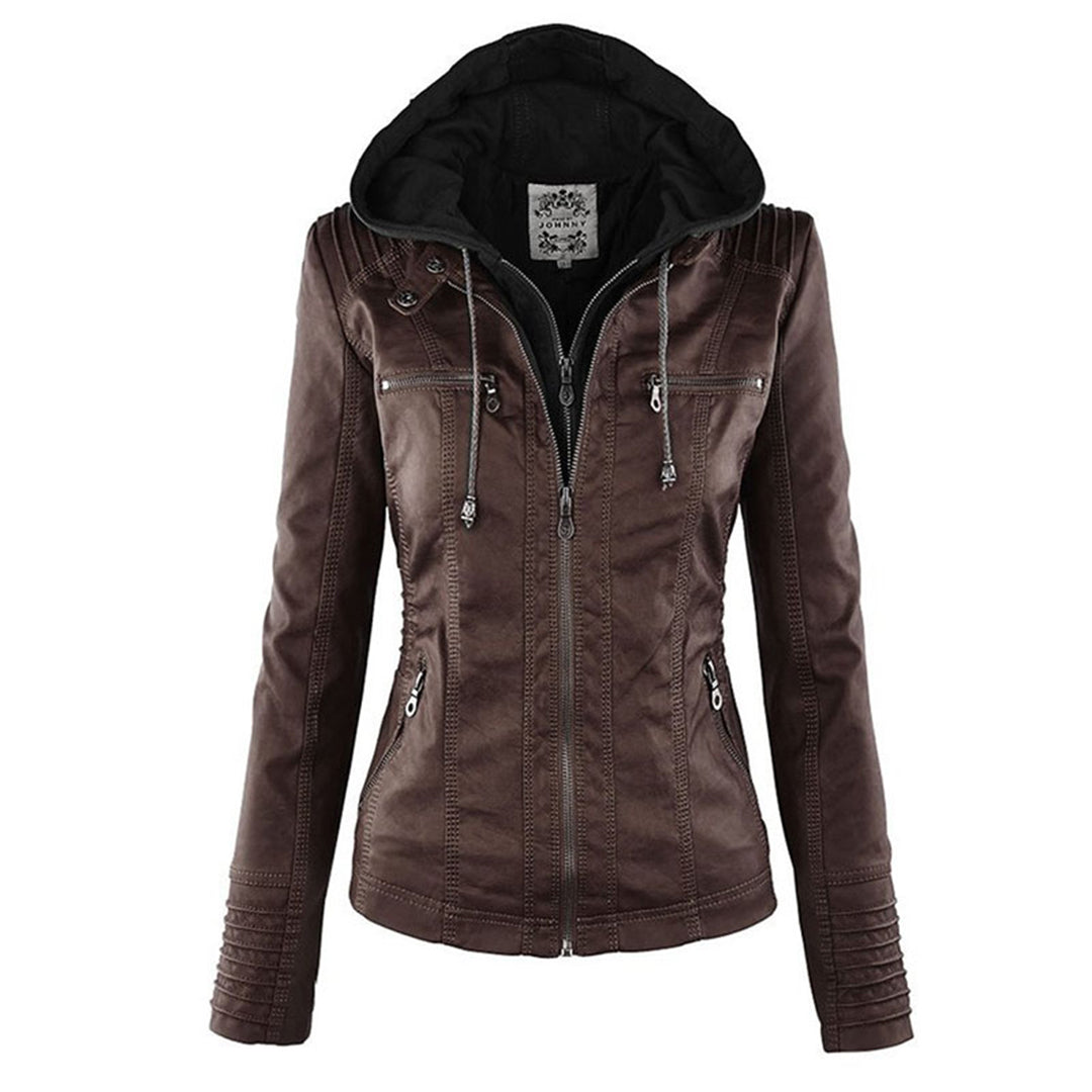 Emery | Femme Veste en Cuir Doublement Doublée avec Capuche