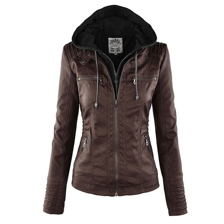 Emery | Femme Veste en Cuir Doublement Doublée avec Capuche