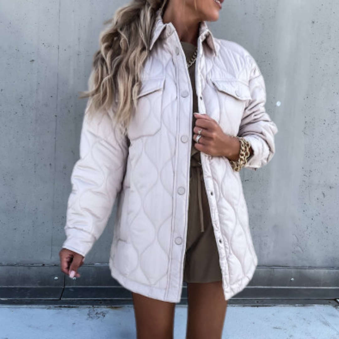 Annette | Veste Intemporelle à Manches Longues avec Conception patchwork