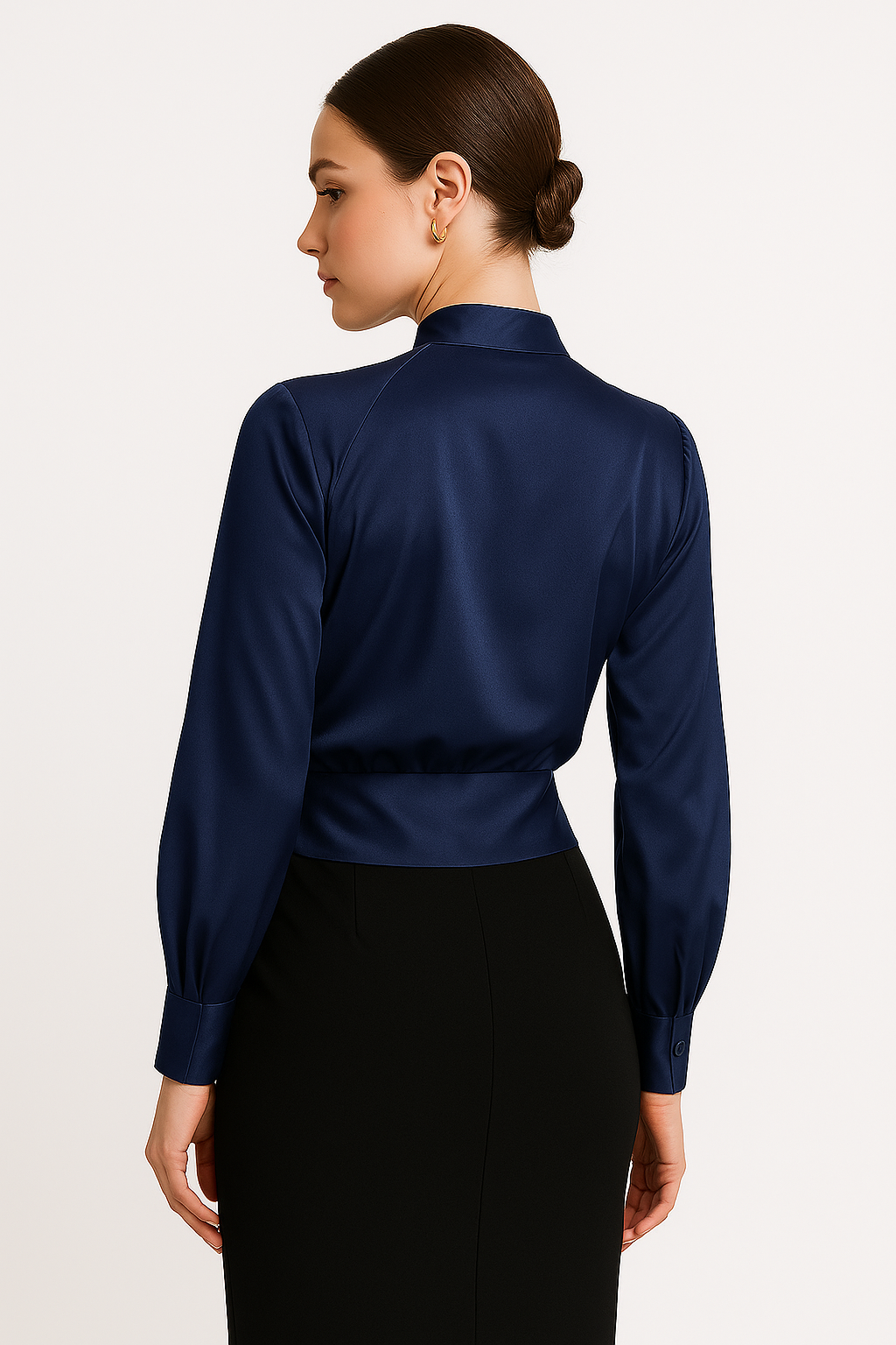 Thesira | Chemisier en Col en V à Satin Pour Femme