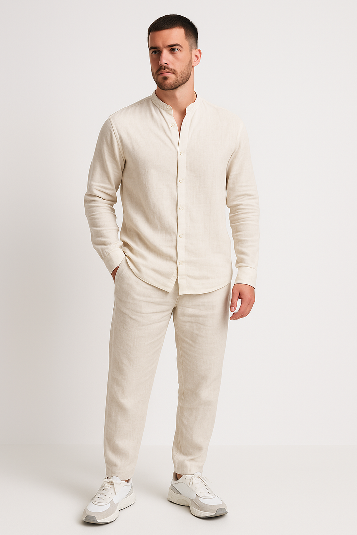 Vellan | Ensemble 2 Pièces Pour Hommes - Chemise à Coupe Décontractée et Pantalon à Jambe Droite