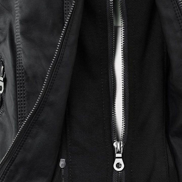 Emery | Femme Veste en Cuir Doublement Doublée avec Capuche