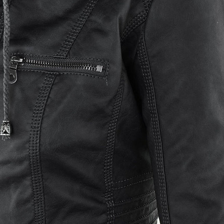 Emery | Femme Veste en Cuir Doublement Doublée avec Capuche