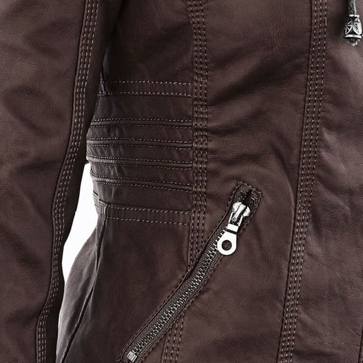 Emery | Femme Veste en Cuir Doublement Doublée avec Capuche