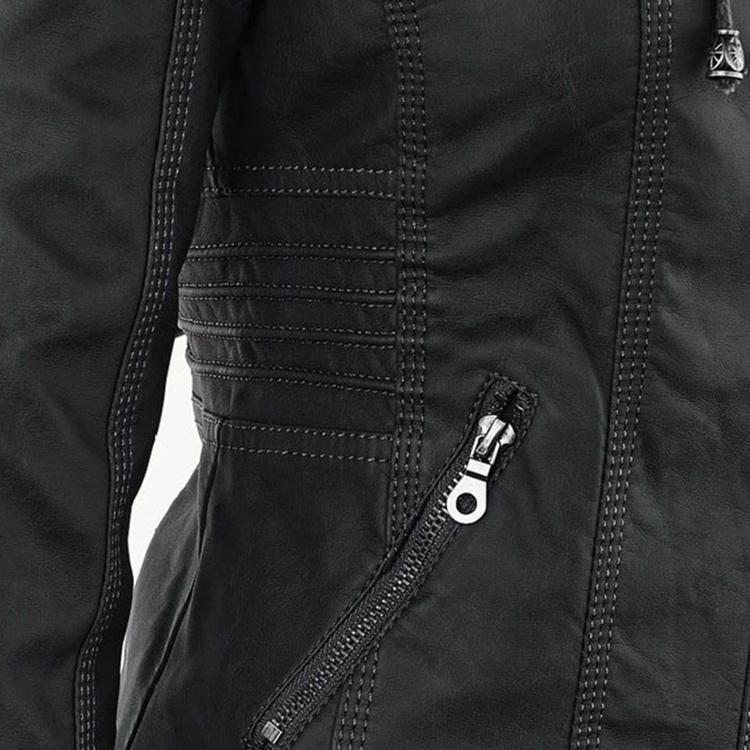 Emery | Femme Veste en Cuir Doublement Doublée avec Capuche