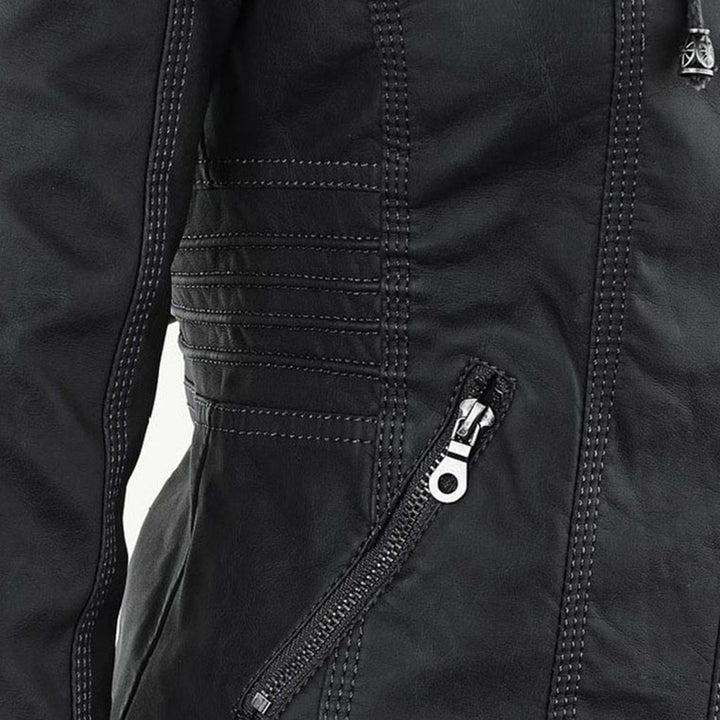 Emery | Femme Veste en Cuir Doublement Doublée avec Capuche