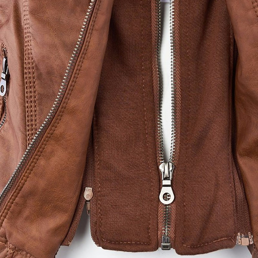 Emery | Femme Veste en Cuir Doublement Doublée avec Capuche