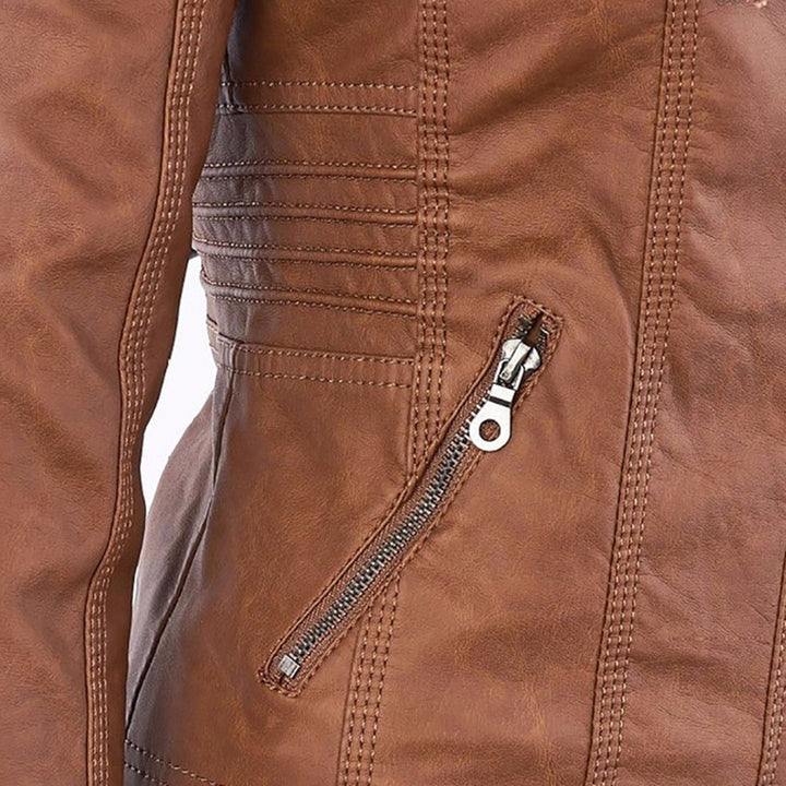Emery | Femme Veste en Cuir Doublement Doublée avec Capuche