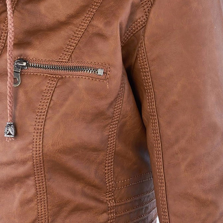 Emery | Femme Veste en Cuir Doublement Doublée avec Capuche