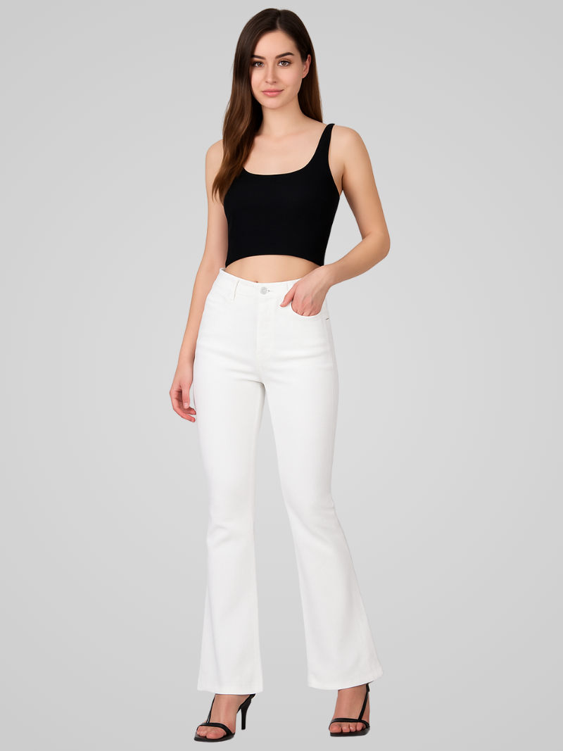 Desta | Jean Large Blanc élégant Coupe Ample Pour Femmes