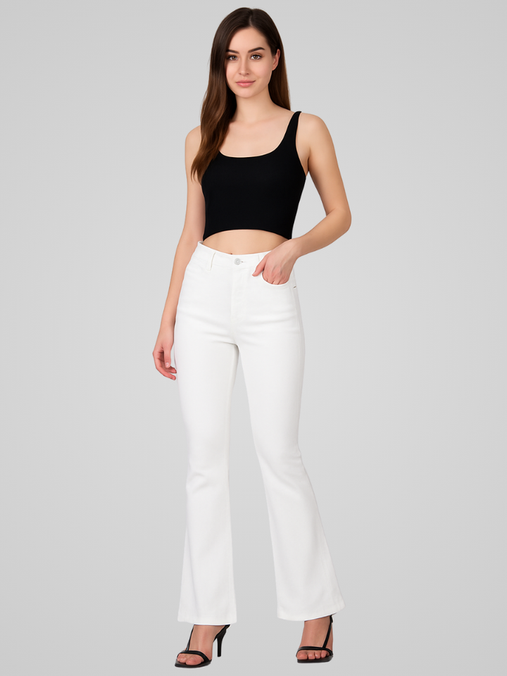 Desta | Jean Large Blanc élégant Coupe Ample Pour Femmes